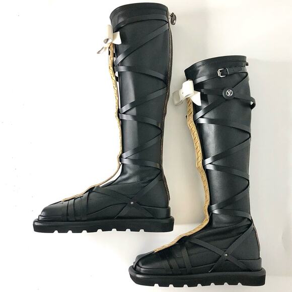 NIB Louis Vuitton Fornasetti A/W 2021 Runway LV Monogram Knee High Boots 37 - Picture 4 of 13